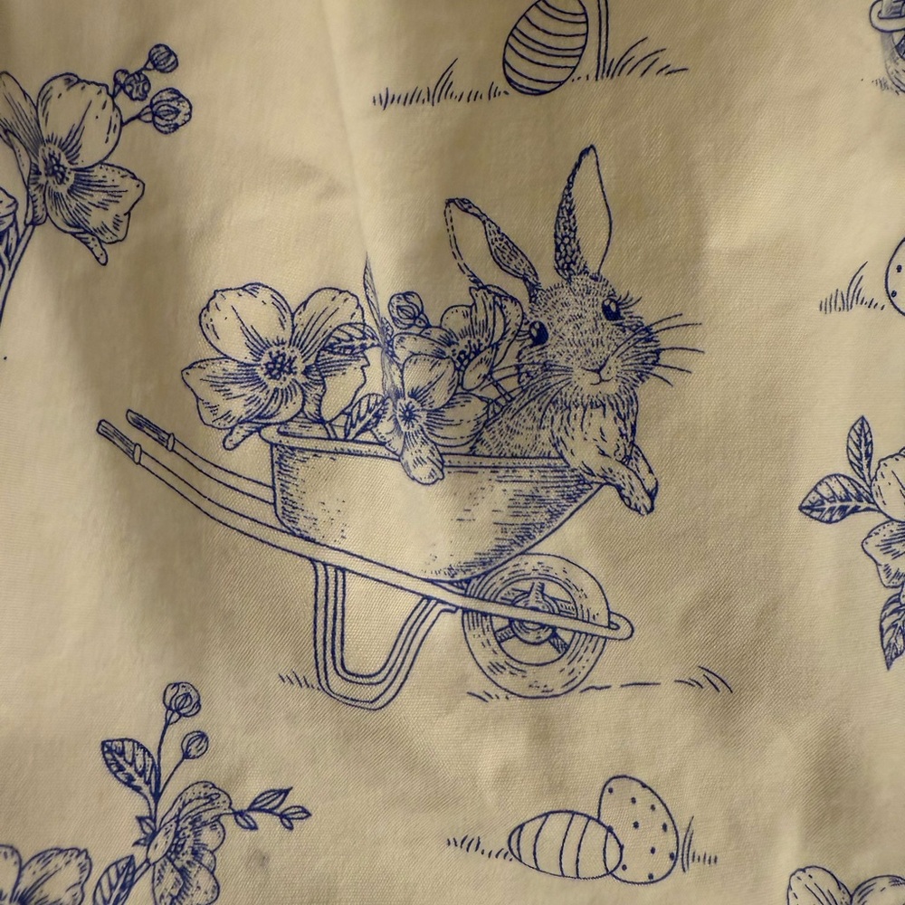 Adorable Easter Toile Kids Dress in Blue and White - Picture 2 of 4